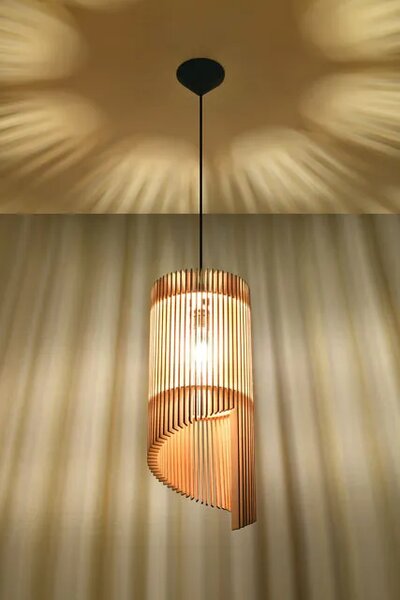 Drewniana nowoczesna lampa wisząca - 2X EX551 T4-P11