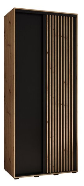 Szafa przesuwna wysoka Lanko 1 100, gł. 60 cm artisan + czarny + artisan