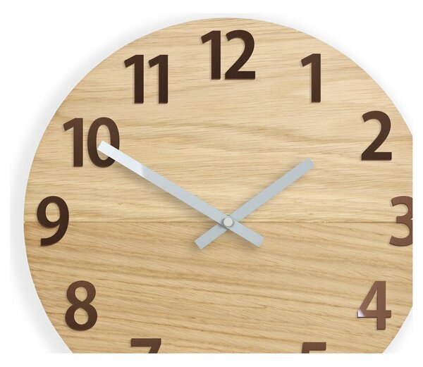 Zegar Ścienny Drewniany Dębowy Akrylowy Amadeusz Wood Copper Okrągły