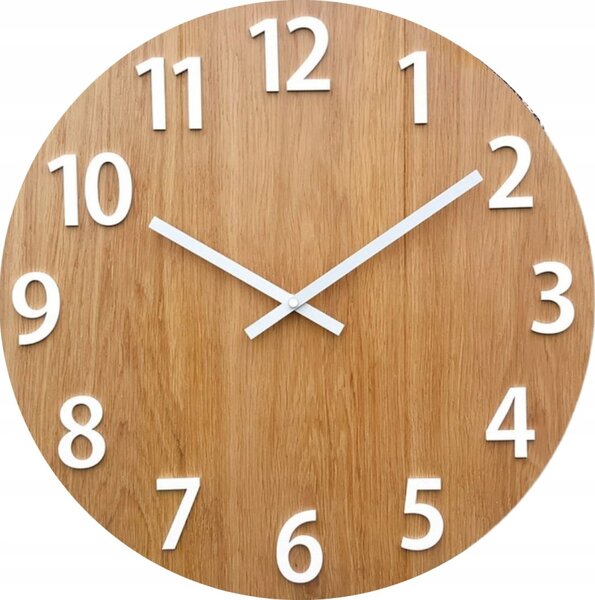 Zegar Ścienny Drewniany Dębowy Akrylowy Amadeusz Wood 49cm Okrągły