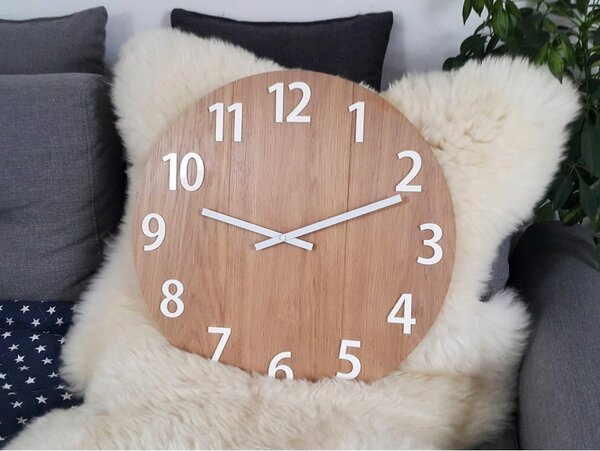 Zegar Ścienny Drewniany Dębowy Akrylowy Amadeusz Wood 49cm Okrągły