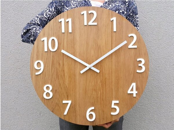 Zegar Ścienny Drewniany Dębowy Akrylowy Amadeusz Wood 49cm Okrągły