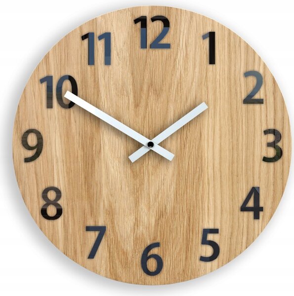 Zegar Ścienny Drewniany Dębowy Akrylowy Amadeusz Wood Copper Okrągły