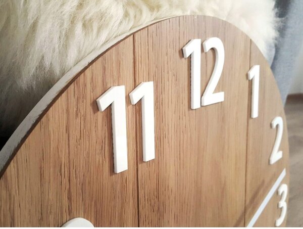 Zegar Ścienny Drewniany Dębowy Akrylowy Amadeusz Wood 49cm Okrągły