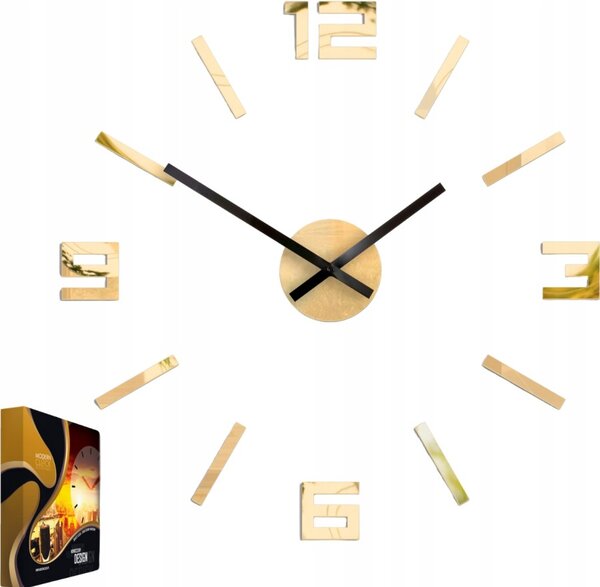 Zegar Ścienny Akrylowy Mechanizm Kwarcowy Arabic Gold Mirror Okrągły