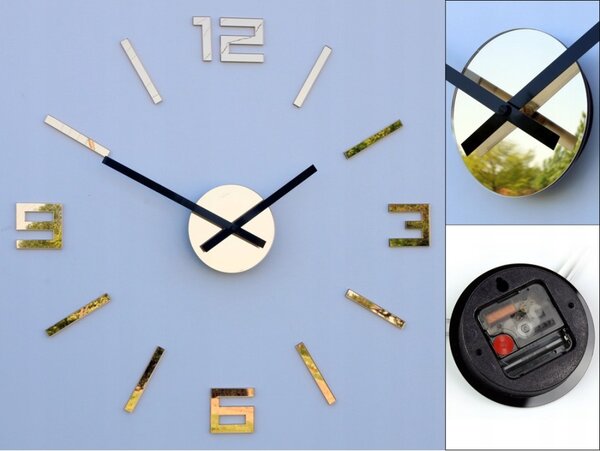 Zegar Ścienny Akrylowy Mechanizm Kwarcowy Arabic Gold Mirror Okrągły