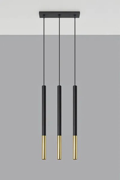 Czarno złota lampa wisząca nad stół 3X EX720 N8-R15