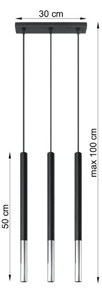 Czarna chromowana potrójna lampa wisząca - EX720 W8-H20