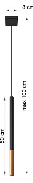 Czarno-miedziana lampa wisząca tuba - 6X EX719 M8-K27
