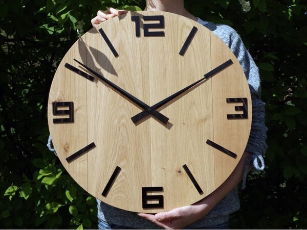 Zegar Ścienny Akrylowy Mechanizm Kwarcowy Arabic Wood Black 50 cm Okrągły