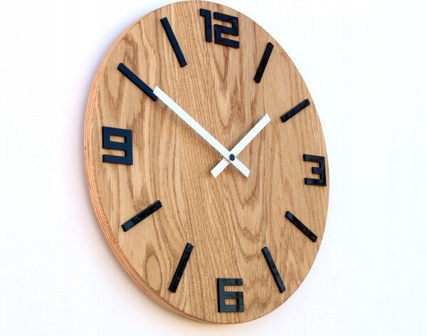 Zegar Ścienny Akrylowy Mechanizm Kwarcowy Arabic Wood Black Okrągły