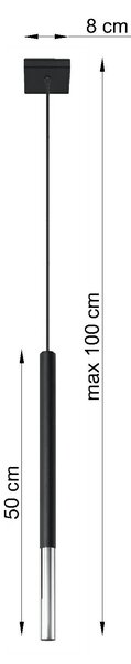 Czarna chromowana pojedyncza lampa wisząca tuba - 3X EX719 B7-S14