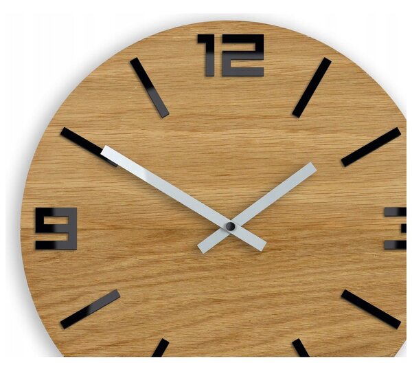 Zegar Ścienny Akrylowy Mechanizm Kwarcowy Arabic Wood Black Okrągły