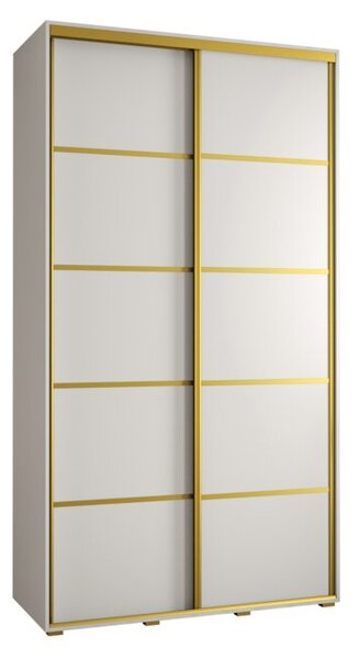 Szafa przesuwna wysoka Davos 4 140, gł. 60 cm biały + biały + złoty