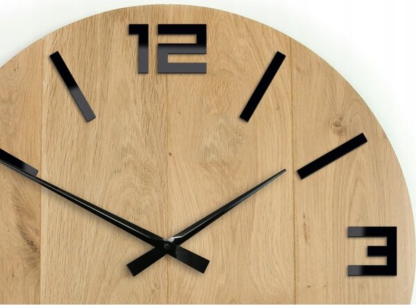 Zegar Ścienny Akrylowy Mechanizm Kwarcowy Arabic Wood Black 50 cm Okrągły