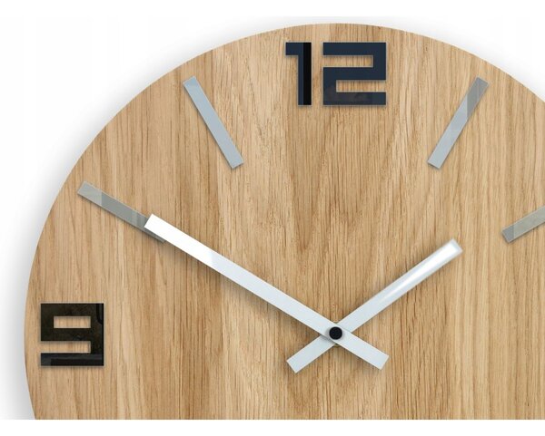 Zegar Ścienny Akrylowy Mechanizm Kwarcowy Arabic Wood Black 33 cm Okrągły