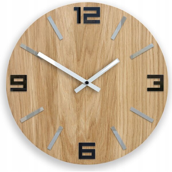 Zegar Ścienny Akrylowy Mechanizm Kwarcowy Arabic Wood Black 33 cm Okrągły