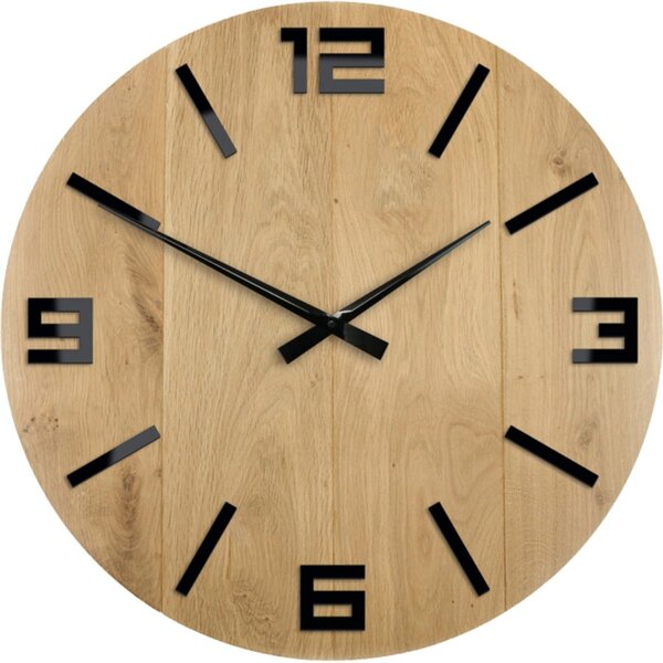 Zegar Ścienny Akrylowy Mechanizm Kwarcowy Arabic Wood Black 50 cm Okrągły