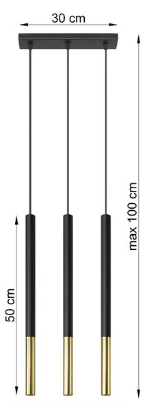 Czarno złota lampa wisząca nad stół 3X EX720 N8-R15