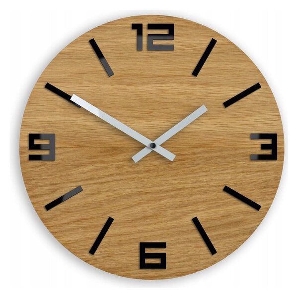 Zegar Ścienny Akrylowy Mechanizm Kwarcowy Arabic Wood Black Okrągły