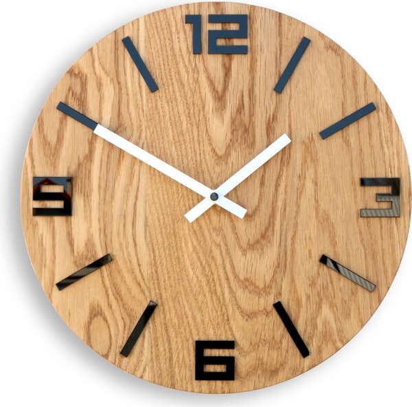 Zegar Ścienny Akrylowy Mechanizm Kwarcowy Arabic Wood Black Okrągły