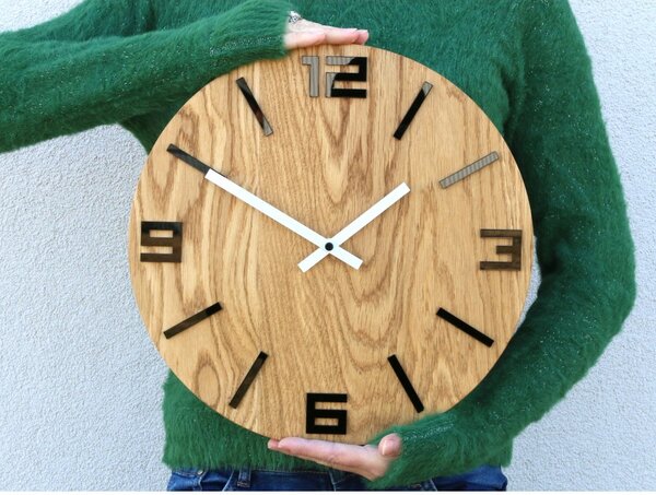 Zegar Ścienny Akrylowy Mechanizm Kwarcowy Arabic Wood Black Okrągły