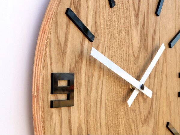 Zegar Ścienny Akrylowy Mechanizm Kwarcowy Arabic Wood Black Okrągły