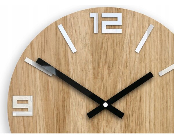 Zegar Ścienny Akrylowy Dębowy Drewniany Arabic Wood White Okrągły