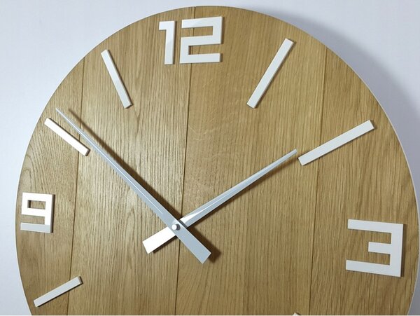 Zegar Ścienny Akrylowy Dębowy Drewniany Arabic Wood White 50 cm Okrągły