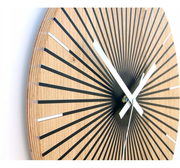 Zegar Ścienny Drewniany Dębowy Akrylowy Arian Wood 33cm Okrągły Kwarcowy