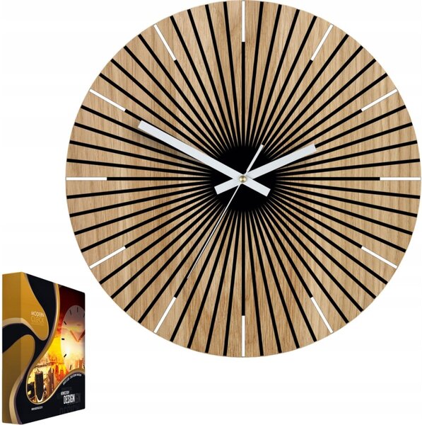 Zegar Ścienny Drewniany Dębowy Akrylowy Arian Wood 33cm Okrągły Kwarcowy