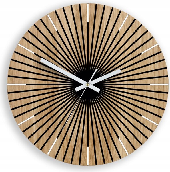 Zegar Ścienny Drewniany Dębowy Akrylowy Arian Wood 33cm Okrągły Kwarcowy
