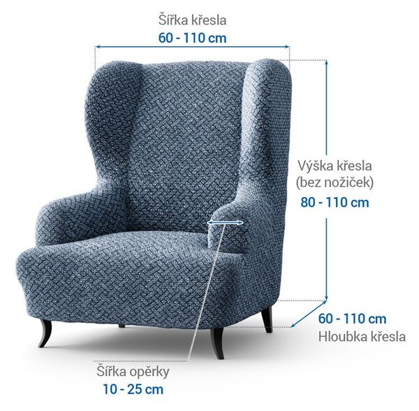 Bi-elastyczne pokrowce VENEZIA niebieske fotel uszak (sz. 60 - 110 cm)