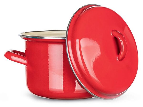 Garnek emaliowany z pokrywką Red MILTON 2 l