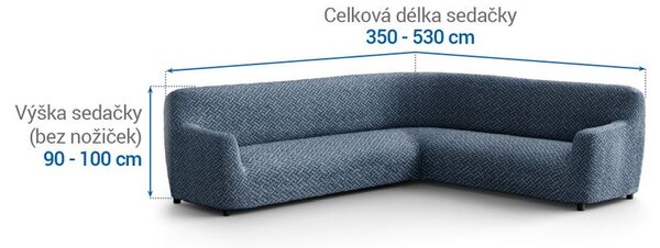 Bi-elastyczne pokrowce VENEZIA niebieske kanapa narożnikowa (sz. 350 - 530 cm)