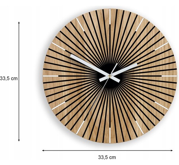 Zegar Ścienny Drewniany Dębowy Akrylowy Arian Wood 33cm Okrągły Kwarcowy