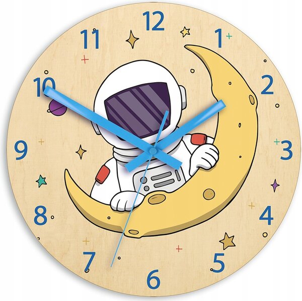 Zegar Ścienny ze Wzorem Astronauty Akrylowy Astronauta Okrągły Kwarcowy