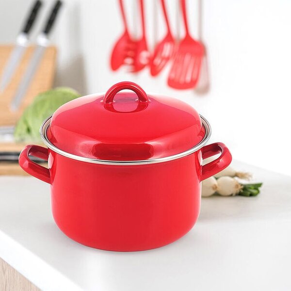 Garnek emaliowany z pokrywką Red MILTON 3,4 l