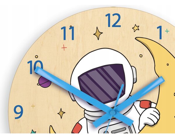 Zegar Ścienny ze Wzorem Astronauty Akrylowy Astronauta Okrągły Kwarcowy