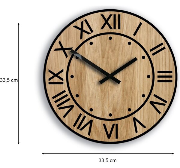 Zegar Ścienny Drewniany Dębowy Akrylowy Artur Wood 33cm Okrągły Kwarcowy