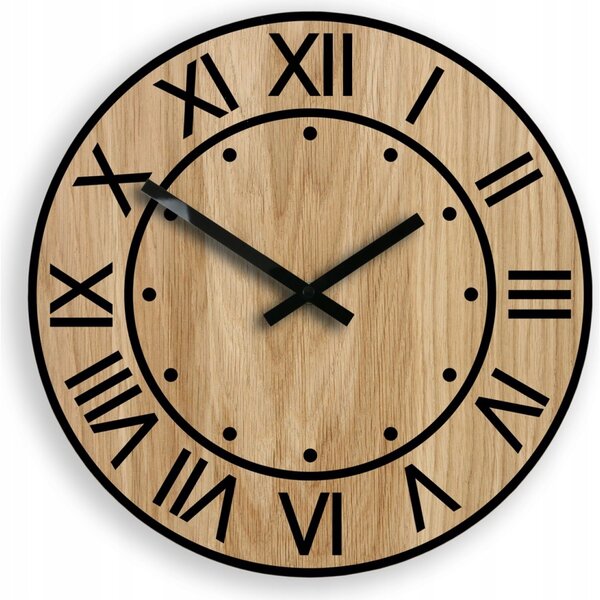 Zegar Ścienny Drewniany Dębowy Akrylowy Artur Wood 33cm Okrągły Kwarcowy