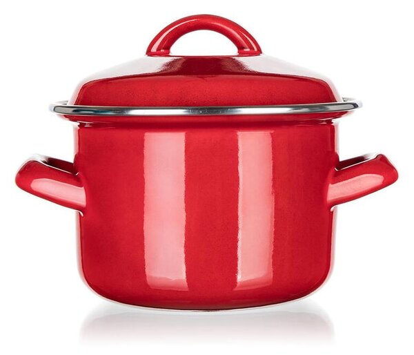 Garnek emaliowany z pokrywką Red MILTON 0,78 l