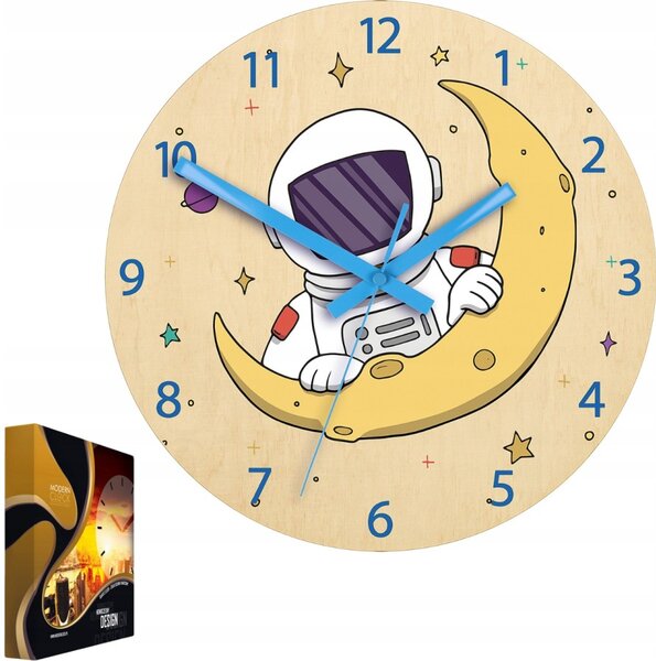 Zegar Ścienny ze Wzorem Astronauty Akrylowy Astronauta Okrągły Kwarcowy