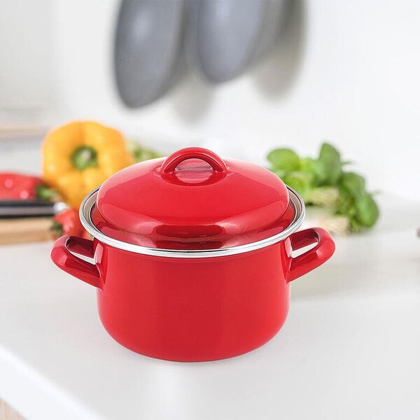 Garnek emaliowany z pokrywką Red MILTON 2 l