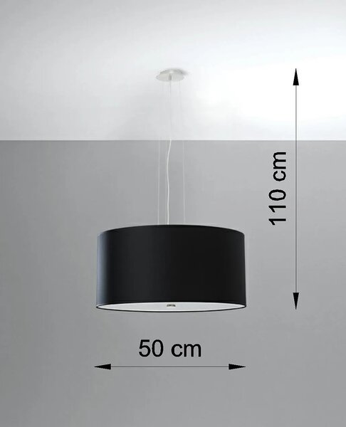Czarny okrągły żyrandol z abażurem 50 cm - 3X EX689 S6-A73