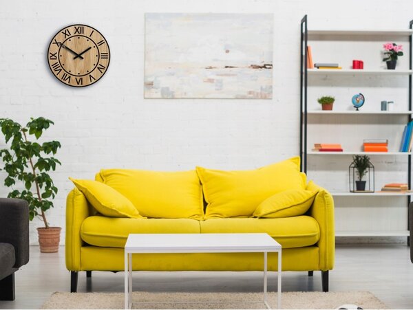Zegar Ścienny Drewniany Dębowy Akrylowy Artur Wood 33cm Okrągły Kwarcowy