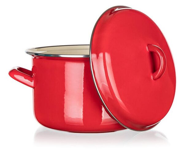 Garnek emaliowany z pokrywką Red MILTON 3,4 l