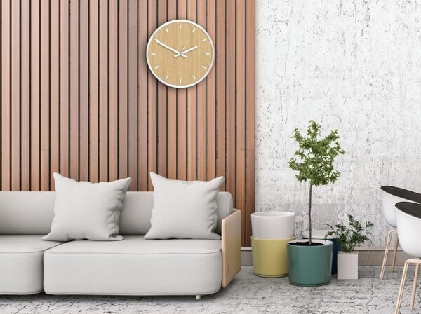 Zegar Ścienny w Stylu Nowoczesnym Akrylowy Bamboo Okrągły Bambusowy