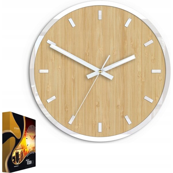 Zegar Ścienny w Stylu Nowoczesnym Akrylowy Bamboo Okrągły Bambusowy