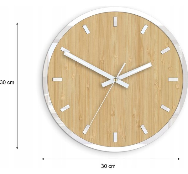 Zegar Ścienny w Stylu Nowoczesnym Akrylowy Bamboo Okrągły Bambusowy